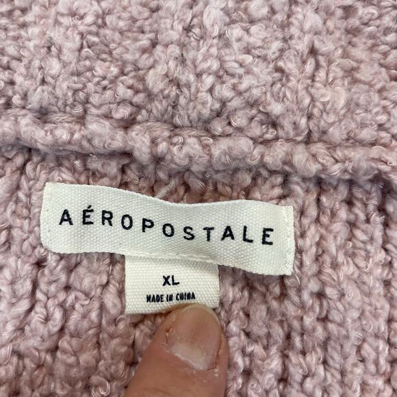 Aeropostale Mauve Pink Chenille Popcorn Knit 1/4 Zip Cropped Sweater XL Women - Picture 3 of 5